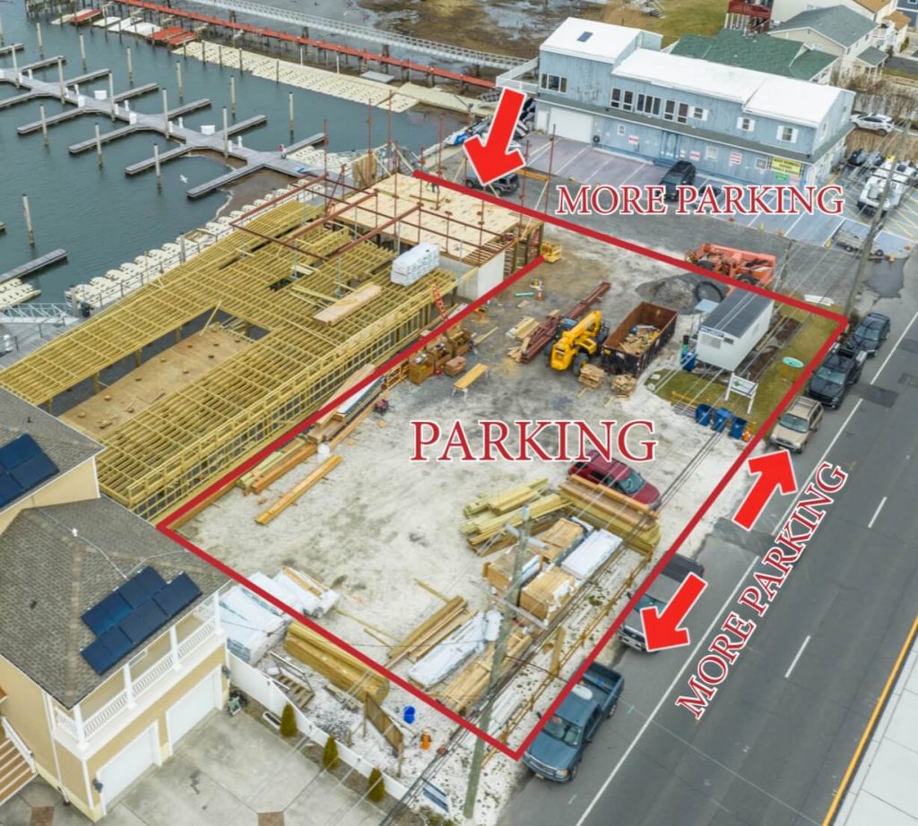 Aerial view of the additional parking for the Brigantine Marina and Paddle Club