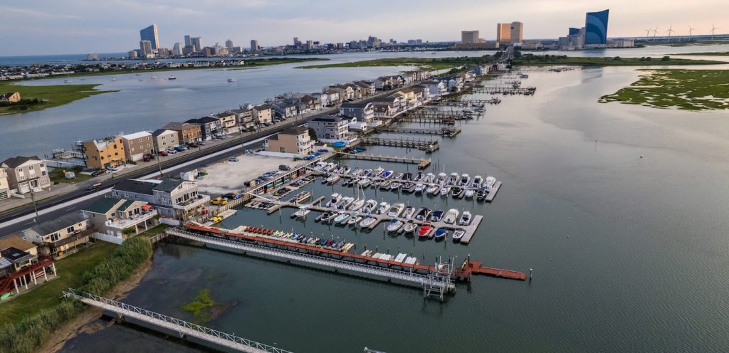 Aerial view from Brigantine Marina looking towards Atlantic City